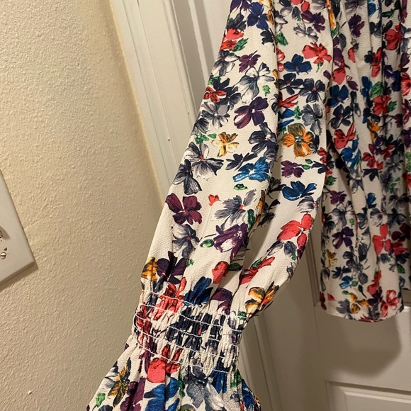 French Connection Black and White Smocked Blouse - Picture 5 of 7